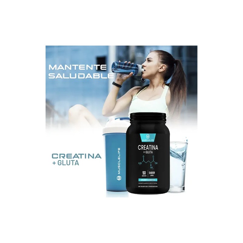 Creatina + Glutamina Suplemento Polvo Muscle Life 1kg 50serv