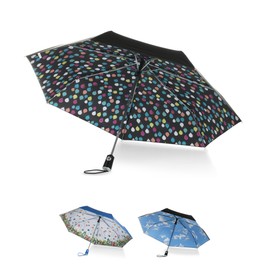 Totes Auto Open/Close Compact Umbrella with Printed Under Canopy