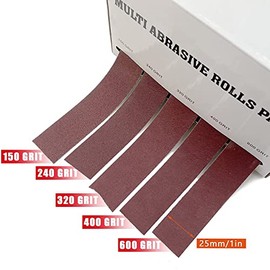 LYFJXX LYFJXX Emery Cloth Roll, 5 Grits Abrasive Sand Paper Set, 150 240 320 400 600 Grit Sandpaper Rolls for Wood Metal Polishing with Dispenser, Each Roll (6M)