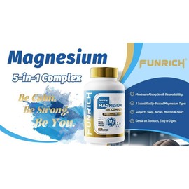 FUNRICH 5X Magnesium – 1100mg for Sleep, Muscle, Heart & Nerve Support | 120 Capsules