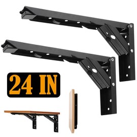 RedCall 24inch Floating Shelf Bracket,Garage Heavy Duty Folding Shelf Brackets,Wall Mounted Collapsible Shelf Bracket,Max Load 330lb,(Pack of 2, No Board)