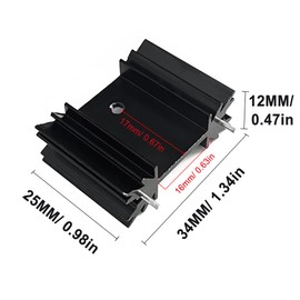 Awxlumv TO-220 Heatsink 25x34x12mm, TO220 Aluminum Heat Sink for Cooling MOSFET SCR Power Voltage Regulator ICS, 25mmx34mmx12mm, Anodized Black, 6-Pack