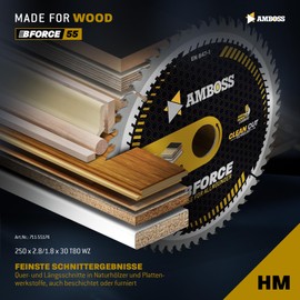 AMBOSS WERKZEUGE HM Circular Saw Blade, 250 x 30, Z80, Interchangeable Teeth for Wood, Super Fine Cut, 250 mm, for Dewalt DWE 7492, Holzkraft ST 1, Ferm TSM1033, Holzmann, Atika, Bernardo Scheppach.