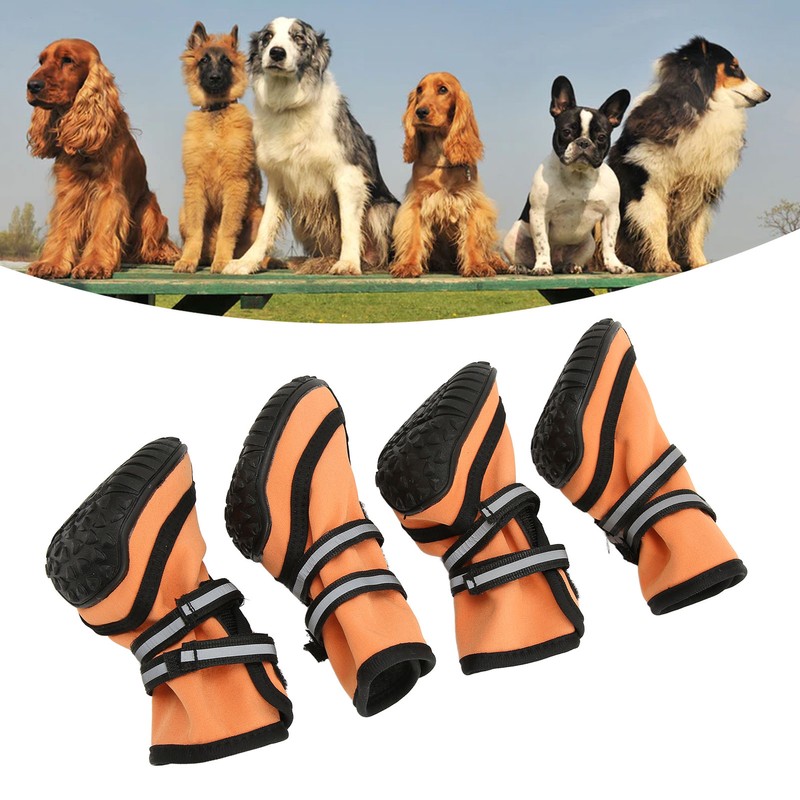 Dog Boots Waterproof Prevent Slipping Reflective Adjustable Outdoor Dog Shoes