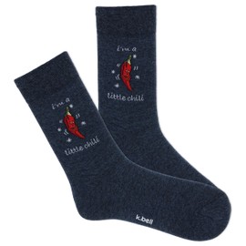 K.Bell Women's I'm A Little Chilli Crew Sock 1 Pair Pack, Denim Heather, Shoe Size: 4-10