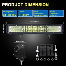 AUXTINGS 18 inch 450W 4 Row LED Light Bar Work Light Spot Flood Beam for Trucks Tractor 4X4 Boat Off Road Auto Fog Driving Lamp 12V 24V Waterproof IP67