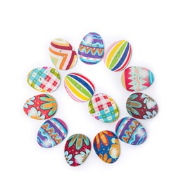 100 pcs Wooden Easter Eggs Buttons Easter Egg Buttons Mixed Color with 2 Holes for DIY, Sewing, Scrapbooking, Party Decoration