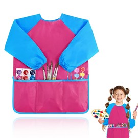 LKJAUOZ 1 Piece Painting Apron Children's Painting Coat Years Girls Boys Ink Coat Waterproof Painting Coat Craft Apron with Sleeves and Big Pockets for School Art Painting Cooking Painting Apron