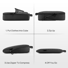 Carttiya Compression Packing Cubes for Suitcases 3 Pack, Ultralight Expandable Lightweight Compression Travel Organizers Bags, Suitcase Organiser Bags Travel Cubes for Backpack (Black)