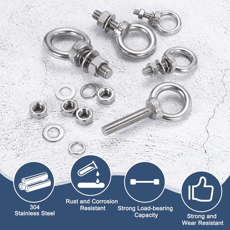 PATIKIL M6 x 20mm Eye Bolt, 2Pcs 304 Stainless Steel