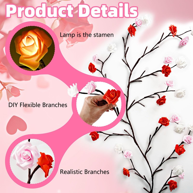 SUPRBIRD Luci Rami di Ciliegio Decorazione Parete, 96 LED con