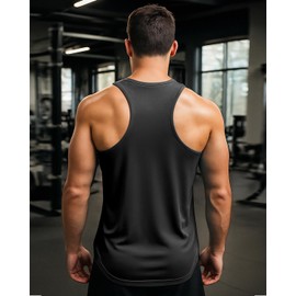 AIMPACT Mens Workout Tank Tops Dry Fit Gym Sleeveless Y-Back Muscle Fitness Bodybuilding Tank Shirts Black,M