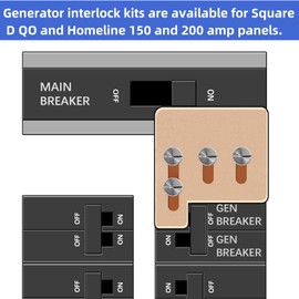 Generator Interlock Kit,Compatible with Square D QO or Homeline 150 or 200 amp Panels.1 3/8 inches Spacing Between Main and Generator Breaker.Professional and Interlock Kit,pdate versioner