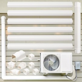 Kerykwan 3" W 22.5Ft L Mini Split AC Line Cover Kit Decorative PVC Tubing Pipe Cover Set for Center Air Conditioner&Heat Pumps Systems (3" W 22.5ft L/White)