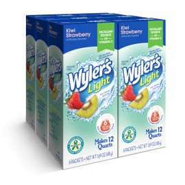 Wyler's Light Pitcher Packs, Water Drink Mix, Kiwi Strawberry, 6 Boxes (36 Pitcher Packets)