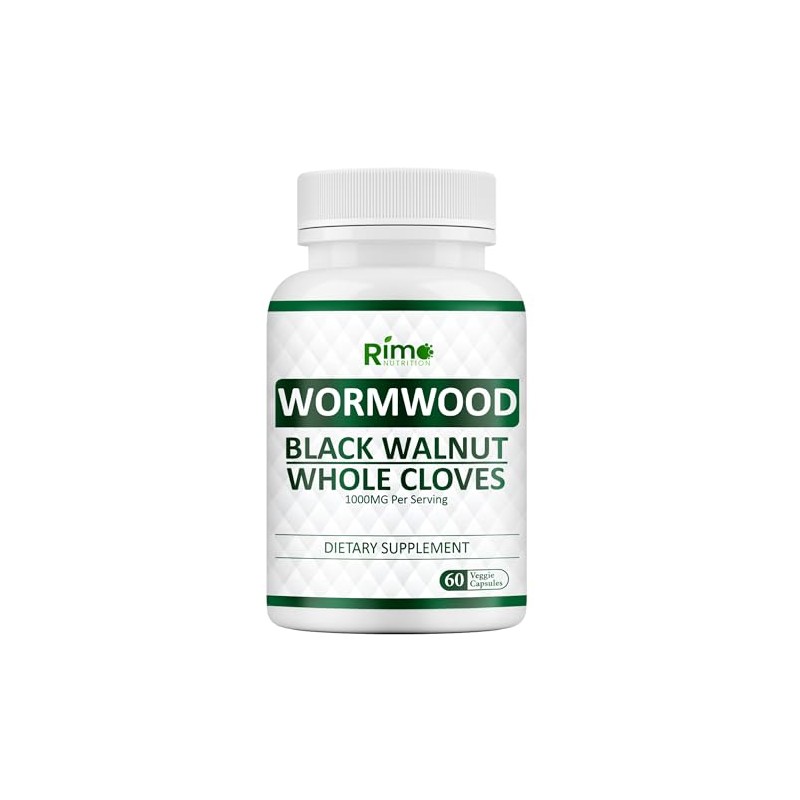 Rimo Nutrition Wormwood Black Walnut Clove Capsules - Cleanse, Detox,