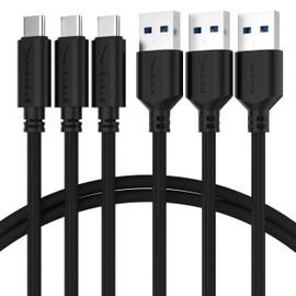 SABRENT [Paquete de 3 cables de sincronización y carga de 22AWG Premium USB-C a USB A 3.0 [negro] (CB-C3X3)