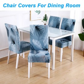 HZDHCLH Blue Chair Covers for Dining Room Set of 4,Stretch Spandex Parsons Chair Slipcover 4 Pack,Washable Anti-dust Chair Seat Cover for Kitchen,Wedding,Party