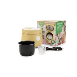 GreenLife Digital Rice Cooker, 2-Cups Uncooked/4-Cups Cooked, Removable Nonstick Ceramic PFAS-Free Pot, One-Touch Presets, Oats, Quinoa, Brown Rice, Auto Keep Warm, Fuzzy Logic Tech, 1.5QT, Butter Yellow