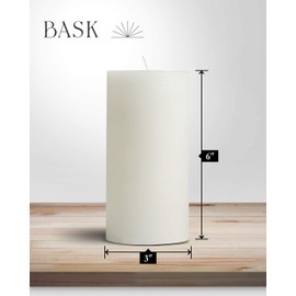 Mottled Pillar Candles by Bask - Set of 6-3" x 6" Dripless Unscented Candles in White for Home Decor, Relaxation & All Occasions