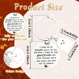 Nogeqi Stainless Steel Best Friend Keyring Cute, White Ghost For Him Keyring Friendship For Girlfriends Cute White Ghosts For Women Men Easter, Silver / white