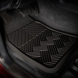 ClimaTex Heavy Duty Car, Truck, Van, and SUV Automotive Floor Mat for Back Seat Protection, Weatherproof Deep Channel No-Slip Front Seat Floor Mats, 2 Piece Set, Black