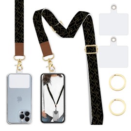 Lfpkixise Phone Lanyard Wrist Strap Crossbody Adjustable, Cell Phone Lanyard for Around The Neck Shoulder Wristlet Strap, Doodle Hearts, Long