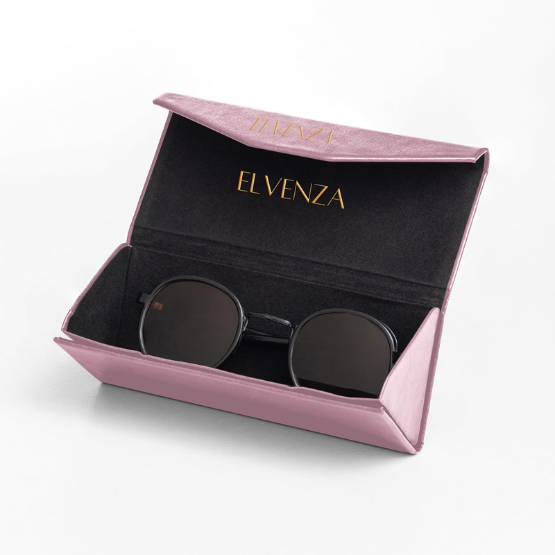 ELVENZA Glasses Case Foldable Sunglasses Case with Cleaning Cloth, Glasses