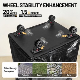 Fanwoli Reusable Grocery Bag On Wheels, Enhanced Stability Wheels &Extended Handle| Water-resistant & Foldable | Rolling Tote Bag with Zipper Cover Ideal for Shopping,Picnic,Trip, Carries Up to 66 lbs