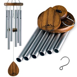 UpBlend Outdoors Wind Chimes for Outside, Gift for Mom, Deep Tone, Sympathy Gifts for Loss of Loved One, Patio Decoration, Memorial Windchimes, 28" Silver