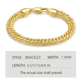 LOKFAM 14K Gold Bracelets for Womens Mens Bracelets for Men Cuban Link 14K Gold Chain Bracelet for Women Trendy 6.5-9in (Inches, 8)