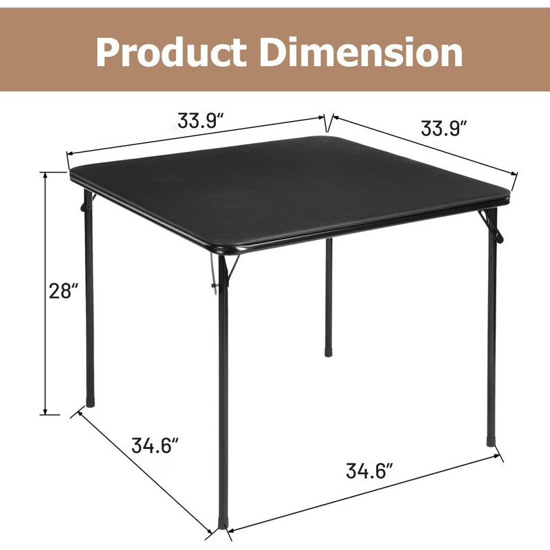 FurnitureR Folding Table Set for 2 Person, 3-Piece Foldable Square