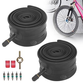 RUTU 26 Inch Bike Tubes,26x2.125/2.40 Inner Tube with 32mm Schrader Valve and Installation Accessorie - Compatible with 26x2.125 26 x 2.35 26 x 2.40 Bicycle Tube - Premium Heavy Butyl Inner Tube