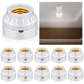 VIHOSE 10 Pcs E27 Medium Base Lamp Holder, Porcelain Lamp Holder Socket 660w 250v Light Bulb Socket with Two Hole Flanged Mounting, White