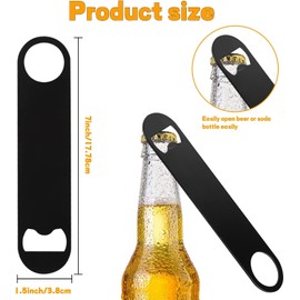 24 Pcs Flat Bottle Opener 7 x 1.57 inches Black Stainless Steel Beer bottle Openers Heavy Duty Bar Blade Solid Bottle Cap Opener Funny Bartender Bottle Opener for Restaurant Party Supplies