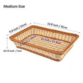 RT&BS Wicker Bread Baskets for Serving, Woven Vegetable Baskets, Hand Woven Fruit Basket for Kitchen, Store, Restaurant, Outdoor, Party (Bicolor, M)