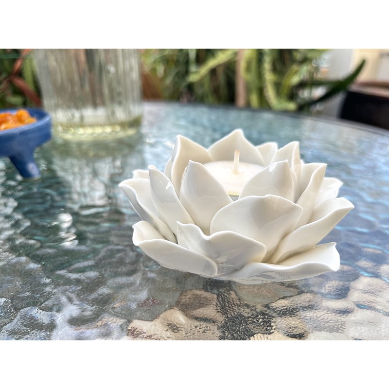 Ceramic Lotus Petals Style Flower Candle Holder Tea Lights Holder