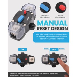 BULVACK 30 Amp Circuit Breaker 12-48 Volt DC 30A Self Recovery Resettable High Amp Circuit Breaker with Manual Reset Button for Automotive RV Marine Boat Car Audio and Amps Protection