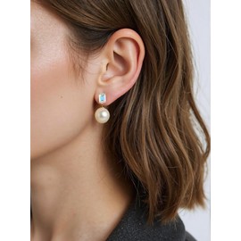 18K Gold Pearl Earrings for Women, Drop Earrings, Gift for Mom Daughter Sister, Anniversary Birthday Gift, Lightweight Hypoallergenic Jewelry