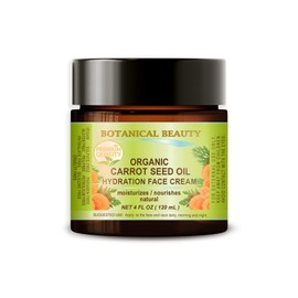 Botanical Beauty Organic CARROT SEED OIL HYDRATION FACE CREAM for NORMAL, DRY, SENSITIVE SKIN. 4 Fl. oz - 120 ml.