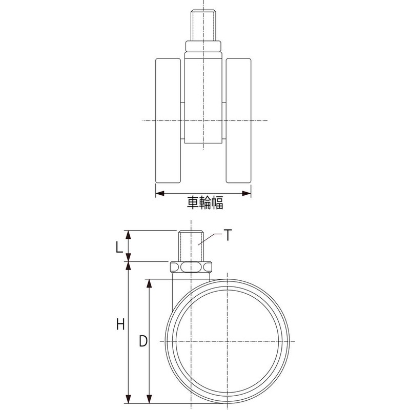 TRUSCO Screw-in Dual Wheel Caster, Elastomer Wheels, Freely, φ1.6 inches