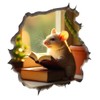 Mouse Reading Book Wall Murals Peel and Stick for Kids