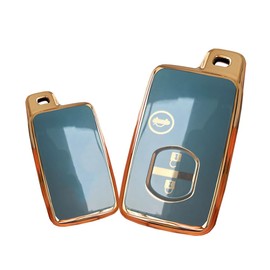 HIBEYO para Toyota 86 Crown Mark X Camry Prius Wish Ractis Avensis Aqua IQ Vitz Land Cruiser Prado Funda para llave de llavero, accesorios para llavero, protector inteligente para llavero, color gris
