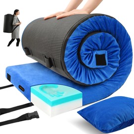 Lxotvae Memory Foam Camping Mattress pad, Comfortable Thick Floor Sleeping Mat for Adults with Waterproof and Non-Slip Bottom, Portable Roll Up Mattress for Sleepover Guest,Cot Mad for Car Camping