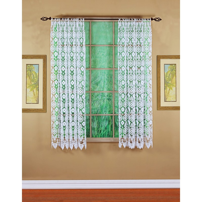 Today's Curtain Medallion Macramé Panel 63",White,48W x 63L