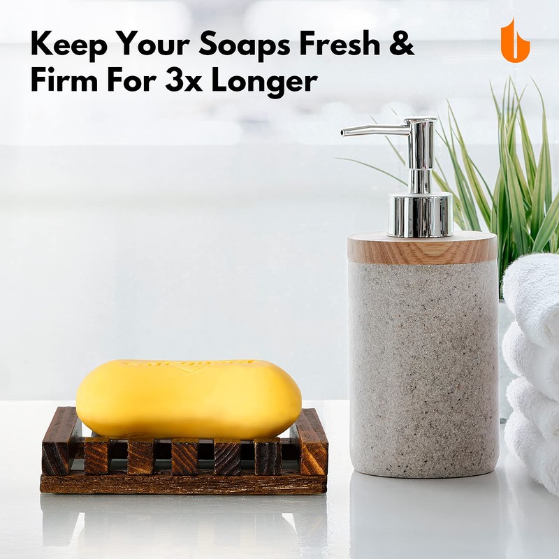 Urbanstrive Natural Wooden Soap Dish Soap Saver Holder Soap Tray