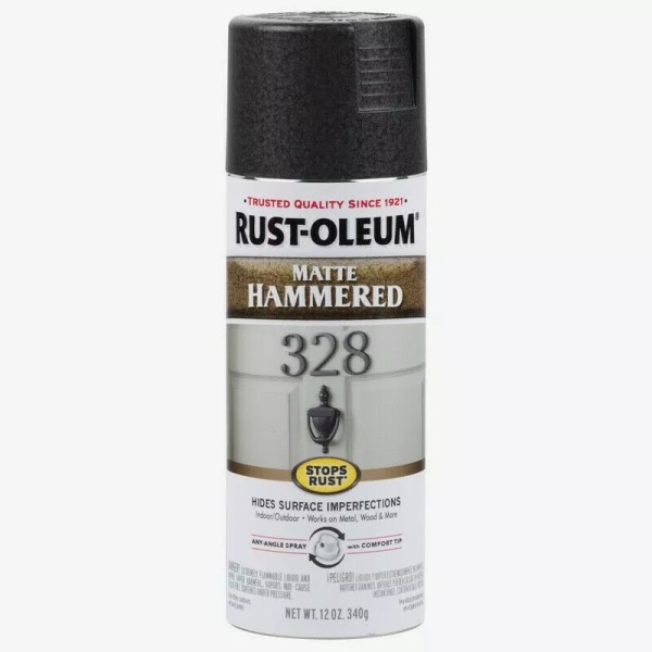 Rust-Oleum Matte HAMMERED Spray 12 oz BLACK Stops Rust Hide