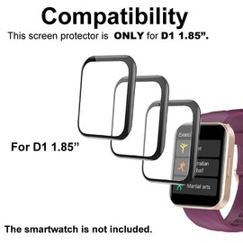 smaate 3D Screen Protector Compatible with RUIMEN D1 1.85” Smart Watch, 3-PACK