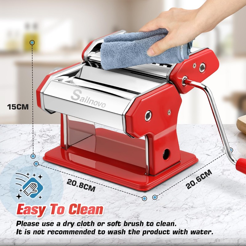 Sailnovo Pasta Maker Machine, 180 Roller Pasta Maker, 9 Adjustable