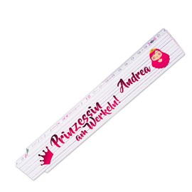 Ruler with Name Andrea and Beautiful Motif - Princess at Work - for Women | Metre Measure | Link Scale Printed with Name | Many Names to Choose From